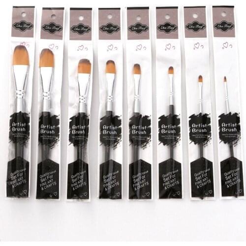1pc High Quality Nylon Hair Filbert Artist Brush Silver Black Copper Tube Wood Hand for Watercolor Gouache Acrylic Oil Painting