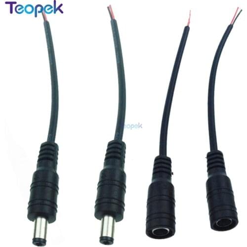 10pcs 5.5x2.1mm Plug DC Male Or Female 13cm length Cable Wire Connector For LED Strip Light CCTV Camera