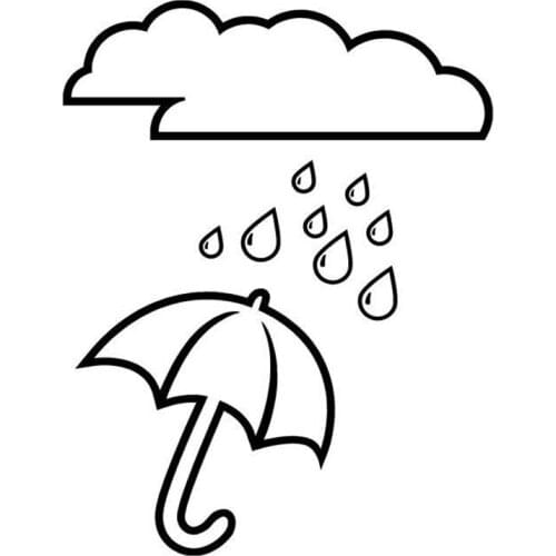 13.6cm*17.5cm Umbrella Raindrops And Clouds Fashion Stickers Decals Vinyl Black/Silver S3-6852