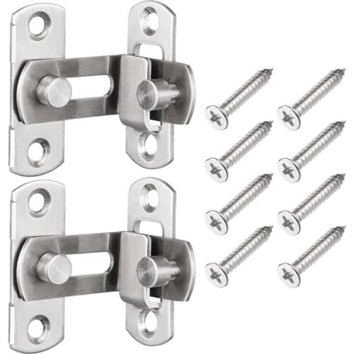 2 Pcs 90 Degree Right Angle Door Latch Hasp Bending Latch Buckle Bolt Sliding Lock Barrel Bolt for Doors and Window