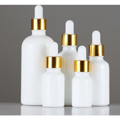 200pcs 10ml 15ml 30ml 50ml 100ml Refillable Natural White Dropper Bottles 1oz Empty Glass Dropper Container SN509