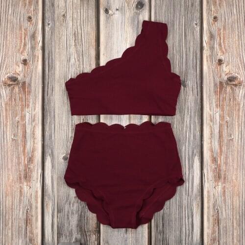 2020 Hot Sale Sexy Women Summer Swimwear Bikini Set Solid Push Up Padded Bra Straps High Waist Beach Wear Bikini Women Biquini