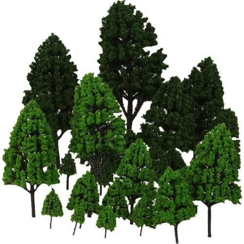 24 Light/Dark Green Tree Model Train Railway Layout Park Scenery 2.5-16cm