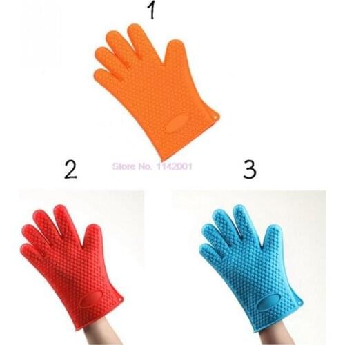 50pcs Heat Resistant Silicone Glove Cooking Baking BBQ Oven Pot Holder Mitt Kitchen Hot Search