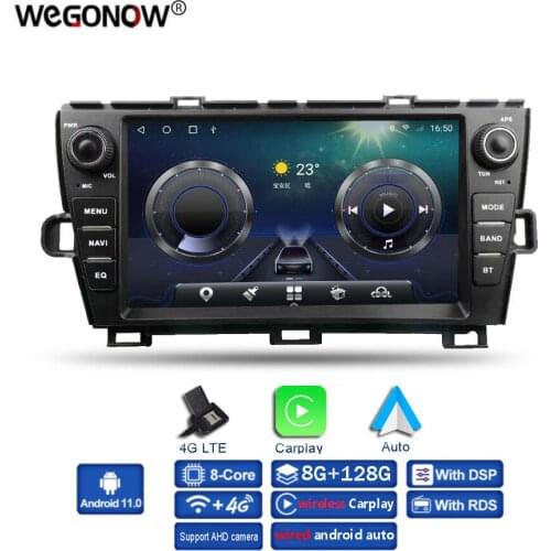 Carplay DSP Android 10.0 6GB + 128GB Car DVD Player GPS WIFI Bluetooth 5.0 Radio Toyota PRIUS 2009-2013 left right driving