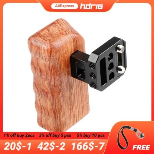 HDRIG Wooden Handle Grip Right Side Hand Grip Aluminum Alloy Connector for Panasonic GH Series Camera Cage Rig Kit