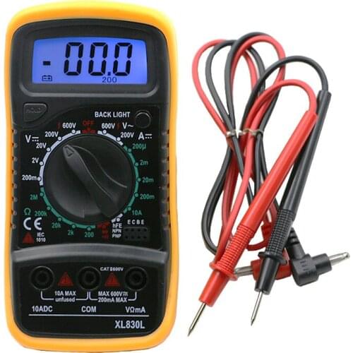 By dhl 100pcs practical Backlight Digital LCD Multimeter Voltmeter Ammeter XL830L AC DC OHM Volt Tester Test Current