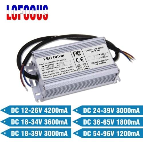 100W 120W LED Driver IP67 Waterproof 100 120 W Watt Transformers 85-265V 3000mA 3600mA For LED Chip DIY Grow Light Floodlight