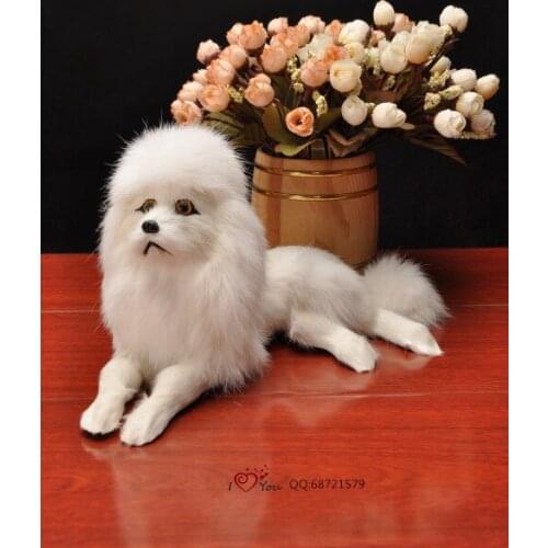 Cute simulaiton dog toy genuine leather lovely lying poodles doll gift about 30x16x14cm 0974