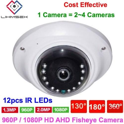 Lihmsek Mini AHD Fisheye Camera Surveillance 130 degree 1.3 megapixel 2mp HD CCTV Camera 1080P 12pcs IR LEDs Night Vision Indoor