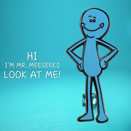 Cute Blue Mr Meeseeks Enamel Pin Brooch