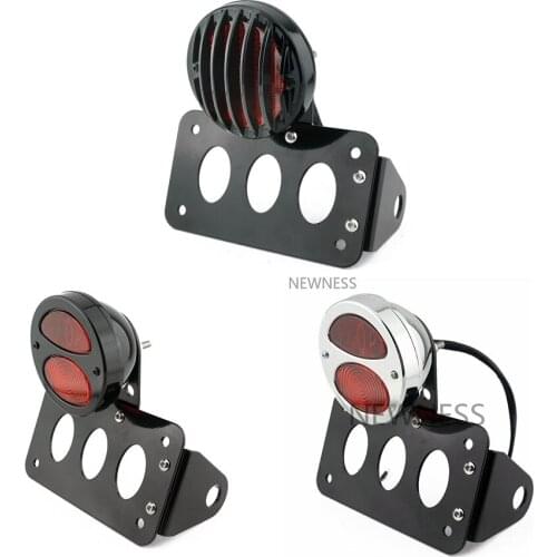 Motorcycle 12V Taillight Rear Stop Light Side Mount Tail Light w/ License Number Plate Bracket For Harley Sportsters Bobber