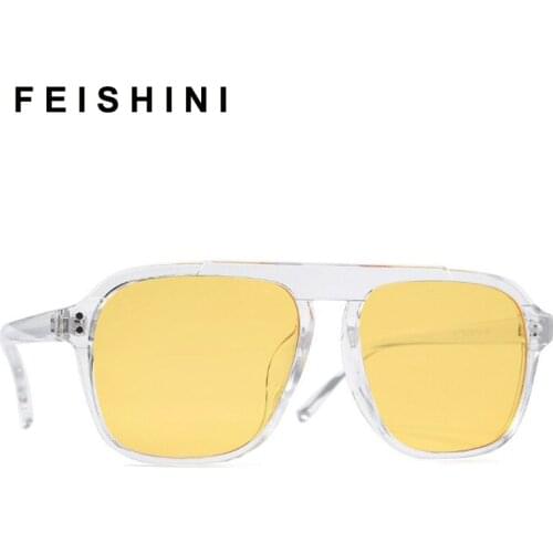 Feishini 2021 Candy Color Trend hip hop Unisex Sunglasses Men Clear Lens Vision Eyeglasses Women Vintage Glasses UV400