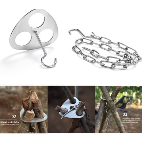 Outdoor Barbecue Branch Ring Stainless Steel Multifunctional Convenient Tool Picnic Camping Tripod Hanging Pot Rack Hook