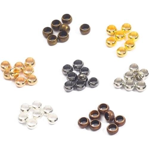 1.5/2/2.5/3/3.5/4mm Gold/Silver/Bronze Copper Ball Crimp End Beads Stopper Spacer Beads For DIY Jewelry Making Findings