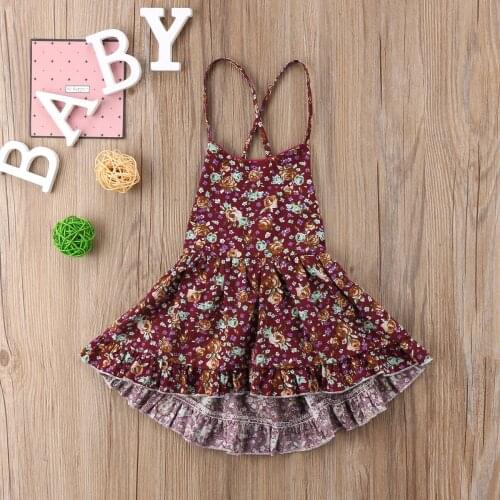 Wholesale Summer Toddler Infant Kid Sleeveless Flower Baby Girl Sundress Backless Party Princess Tutu Dress 6M-4T