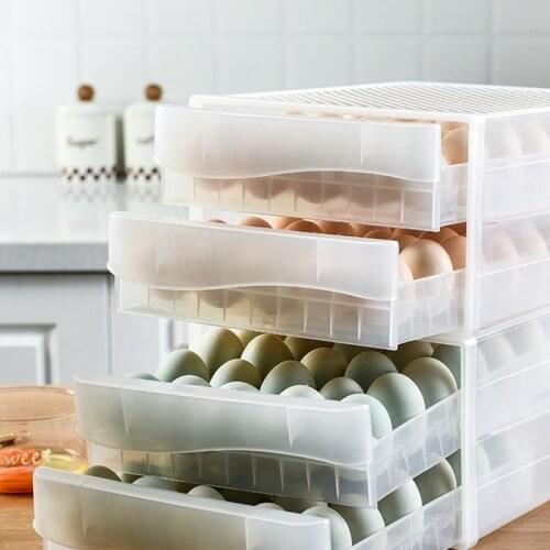 60 Grids Eggs Plastic Dispenser Airtight Fresh Preservation Egg Storage Box Egg Tray containers Kitchen Refrigerator