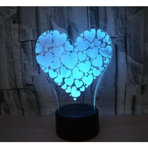 Valentines Day Gift Care Usb 3d Night Lamp Powered Colorful Touch Led Visual Gift Table Lamp Christmas decorative lights
