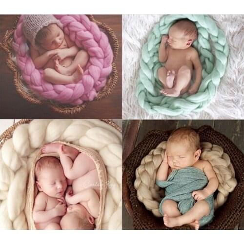 Newborn Photography Props Baby Photo Blanket 5 Colors 4M Long Basket Acrylic Filler Braid Basket Stuffer atrezzo fotos bebe