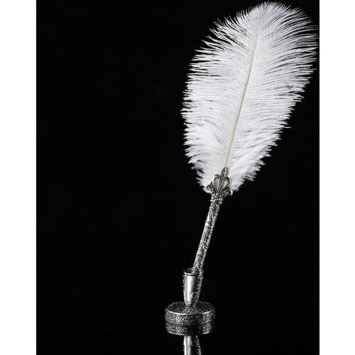 AP 110 Feather Fountain Pen Calligraphy Pen Quill Oblique Fountain Pen Ink Nature and Alloy for Fancy Font Office Supplies