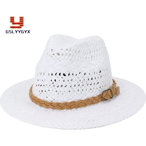 2021 Summer New Fashion Straw Hats for Men Women Outdoor Sun Protection Jazz Panama Solid Sun Visor Hat