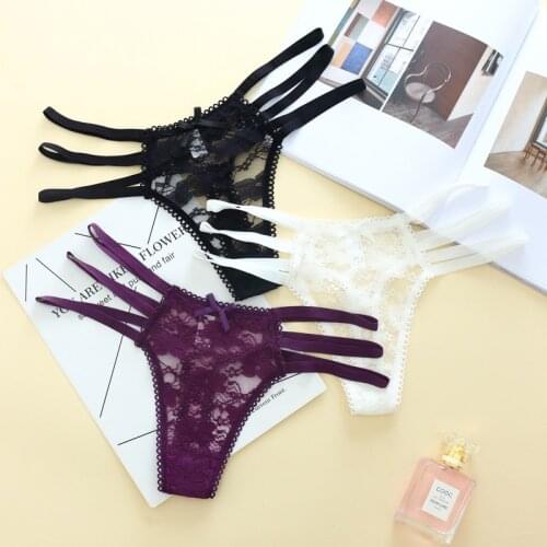 Sexy bandage g string thongs women panties underwear briefs lace transparent g-string ropa bragas tangas calcinhas knickers