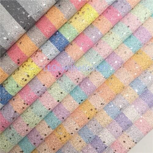 1PC 21X29CM Glitter Fabirc, Chunky Glitter Leather, Stripes Glitter Leather Sheets For Making Bows LEOsyntheticoDIY T379