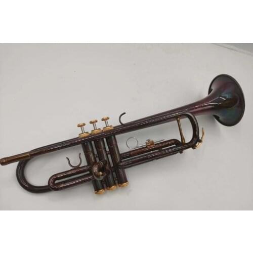 Bb Trumpet Dark brown Body Unique Antique Copper Simulation Surface Professional Musical Instrument With Case Free Shipping