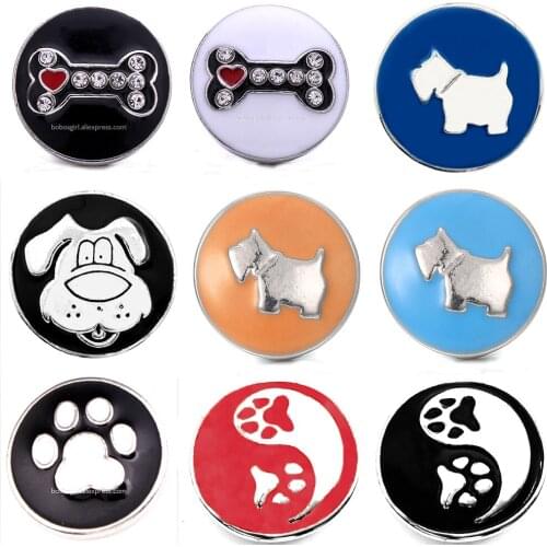 XH8028 enamel crystal dog paw 18mm Metal Snap button fit snap jewelry DIY