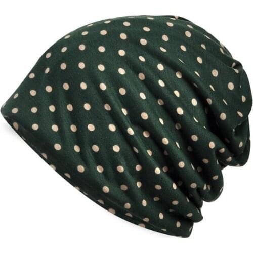 Women Outdoor Running Cap Scarf Dots Printed Casual Style Sunshade Breathable Stretch Hat Neck Warmer Sleeping Yoga Headwear New