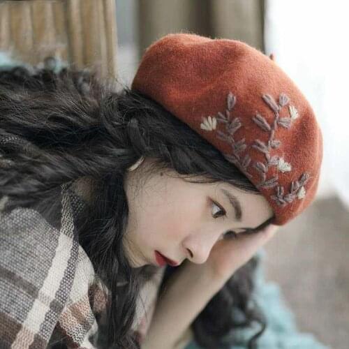 Women Winter Hat Wool Warm Beret Cap Female French Painter Hat