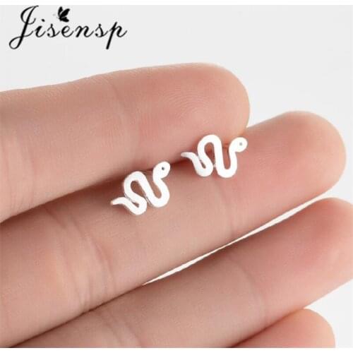 Jisensp 925 Sterling Silver Punk Snake Stud Earrings for Women Fashion Creative Lovely Animal Studs Female Minimalist Jewelry
