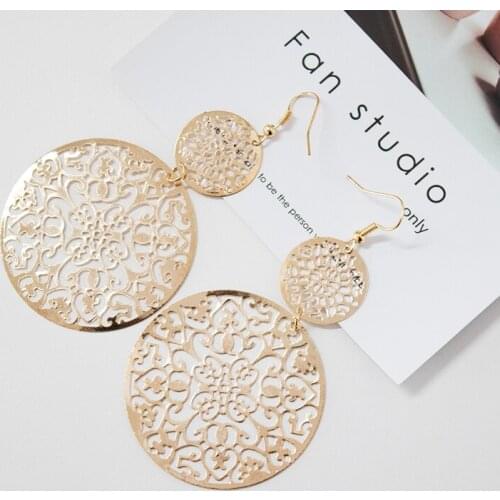 Earrings Wonderful Gold Color Hollow Round Shape Dangle Earrings Drop Jewelry for Women Wholesale Boucle D'oreille Femme DY