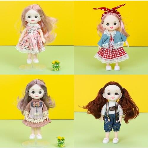 1/12 BJD Dolls 13 Moveable Jointed 6 inches Dolls With Clothes Skirt Shoes Hat Naked Body Girl Dolls Surprise Toys Gift For Girl