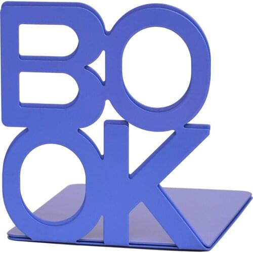 1 Pair Book End School Metal Stand Book Organizer Stationery Alphabet Shaped Office Magazines Desktop Holder Students Bookends