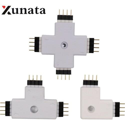 1pc 4pin 5pin X L T Shape RGB led connector for SMD 5050 3528 RGB LED Strip light