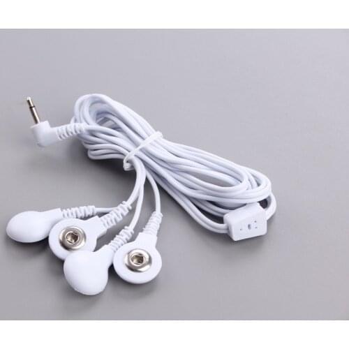 5pcs/lot DC 2.5MM line Button 4 in 1 way electrode wires cable for digital therapy massager,slimming massager