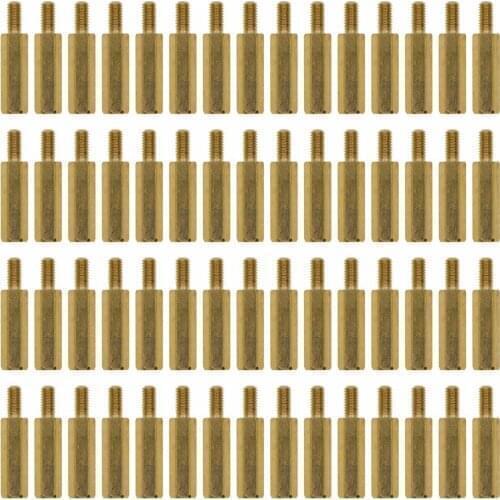 500pcs Hex male to Female M2*6+3mm brass standoff spacer Hexagonal Stud Spacer Hollow Pillars L=6MM