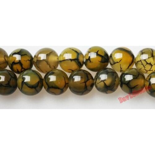 Fctory Price Natural Stone Green Dragon Vein Agat Round Loose Beads 16" strand 6 8 10 12MM Pick Size For Jewelry Making