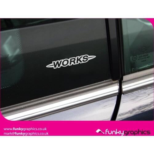 For 2xMINI JOHN COOPER WORKS LOGO PILLAR STICKERS GRAPHICS DECALS x3 (GLOSS SILVER)