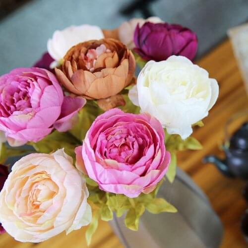 48cm European Royal Peony Pretty Bride Wedding Decors Fabric Artificial Flowers Rose Peony For Home Decoration Indoor