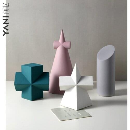 Nordic ceramic geometric process ornaments living room porch wine cabinet creative model room soft home decoration