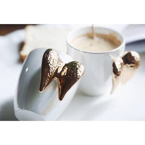 220ML Golden Wing handgrip Ceramics Mugs coffee mug Milk Tea office Cups Drinkware the Best birthday Gift with Gift Box