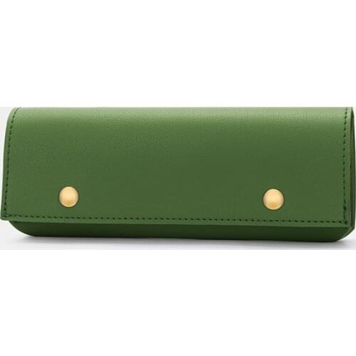 Korea simple triangle leather pencil bag for men and women large capacity student texture pencil case ins simple texture pencil