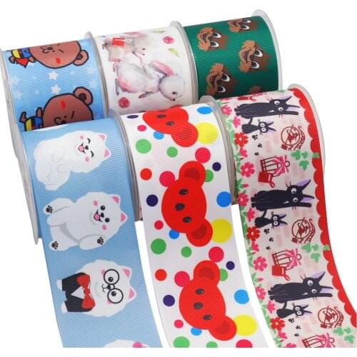 3 Inch 75 mm Cartoon Printed Grosgrain Ribbons For Hair Bows Craft Suppliers 54361