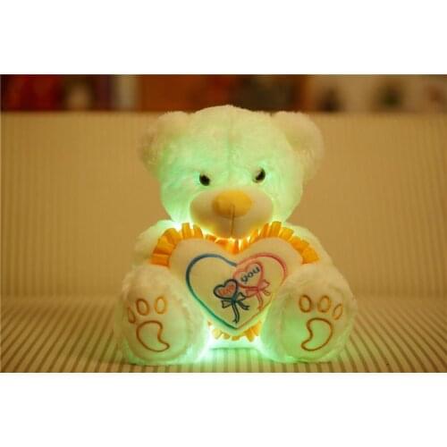 2019 hot selling Plush button glowing bear stuffed teddy bear soft beary with love heart for your girl friend