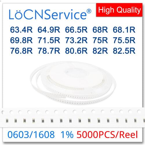 LoCNService 1206 1% 5000PCS 63.4R 64.9R 66.5R 68R 68.1R 69.8R 71.5R 73.2R 75R 75.5R 76.8R 78.7R 80.6R 82R 82.5R 3216 Resistor