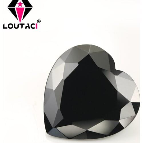 LOUTACI Colored Cubic Zirconia Heart Shape Black Color Good Quality Wedding Sets For Sale Small Size3x3-4x4mm