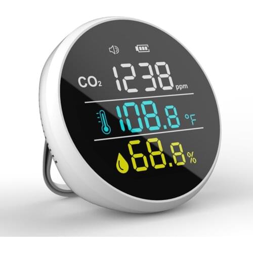 Indoor CO2 Meter Mini Carbon Dioxide Detector Temperature Humidity Sensor Tester Air Quality Monitor Real Time Reading CO2 Alarm