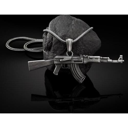 Retro weapon Jewelry on the neck AK47 rifle pendant necklace men trend hip hop Man chain necklace accessories